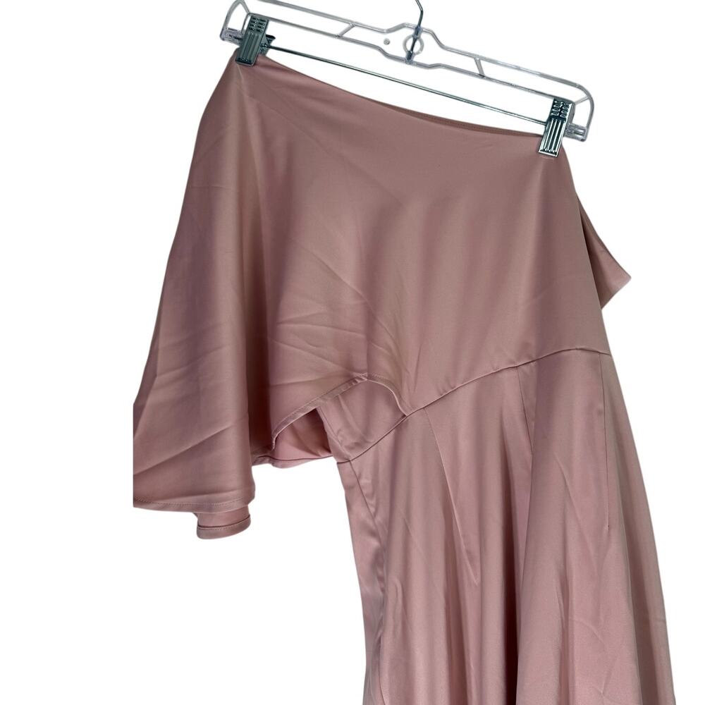 NWT Cupshe Pink Satin One Shoulder Flared Sleeves Cocktail Party Dress Size M - Picture 6 of 11